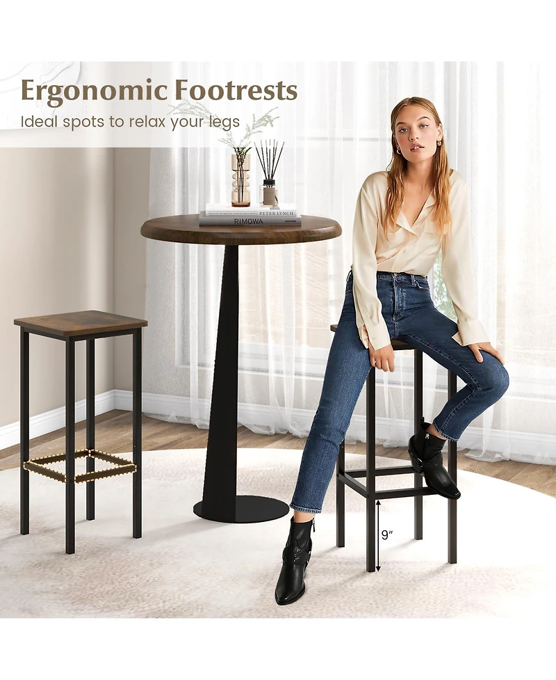 Slickblue Set of 4 Bar Stool 26" Chair with Metal Legs and Footrest