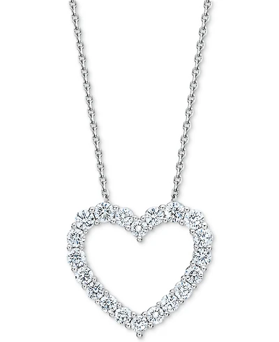 Diamond Open Heart Pendant Necklace (1 ct. t.w.) in 14k White Gold, 16" + 2" extender