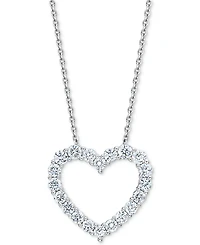 Diamond Open Heart Pendant Necklace (1 ct. t.w.) in 14k White Gold, 16" + 2" extender