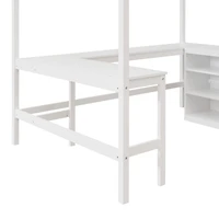 Streamdale Full Loft Bed With Shelves And Desk, Wooden Desk
