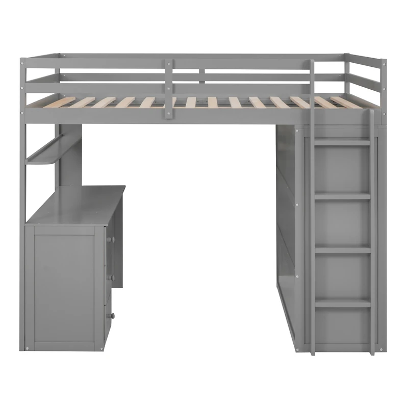 Streamdale Full Size Loft Bed With Drawers, Desk, And Wardrobe