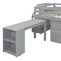 Streamdale Loft Bed with Desk, Drawers, Stairs, Shelves