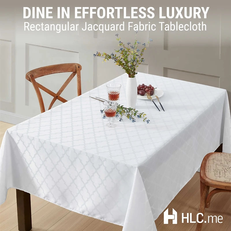 Hlc.me Modena Fabric Tablecloth, Jacquard Fabric Table Cloth for Rectangle Table, Advanced Water Resistance, Fade, Wrinkle