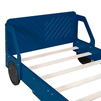 Streamdale Twin Size Car-Shaped Platform Bed With Wheels, Blue