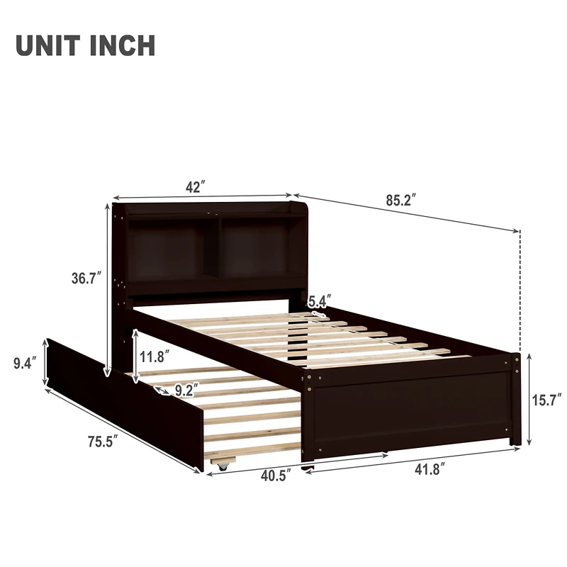 Streamdale Twin Bed With Trundle, Bookcase