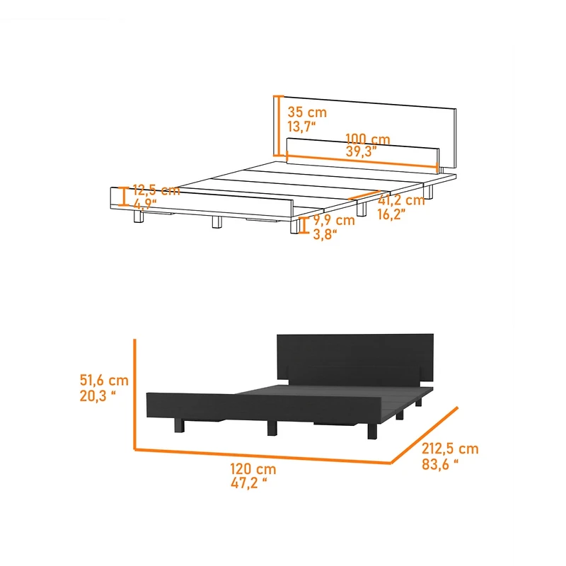Streamdale Nimmo Twin Bed Frame Black Wengue