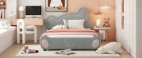 Streamdale Velvet Platform Bed with Bear Headboard and Storage