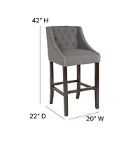 Hadleigh Upholstered Barstool 30" High Transitional Tufted Barstool With Accent Nail Trim
