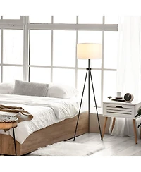 Homcom 59.75" Sding Floor Lamp Fabric Lampshade Steel Tripod,