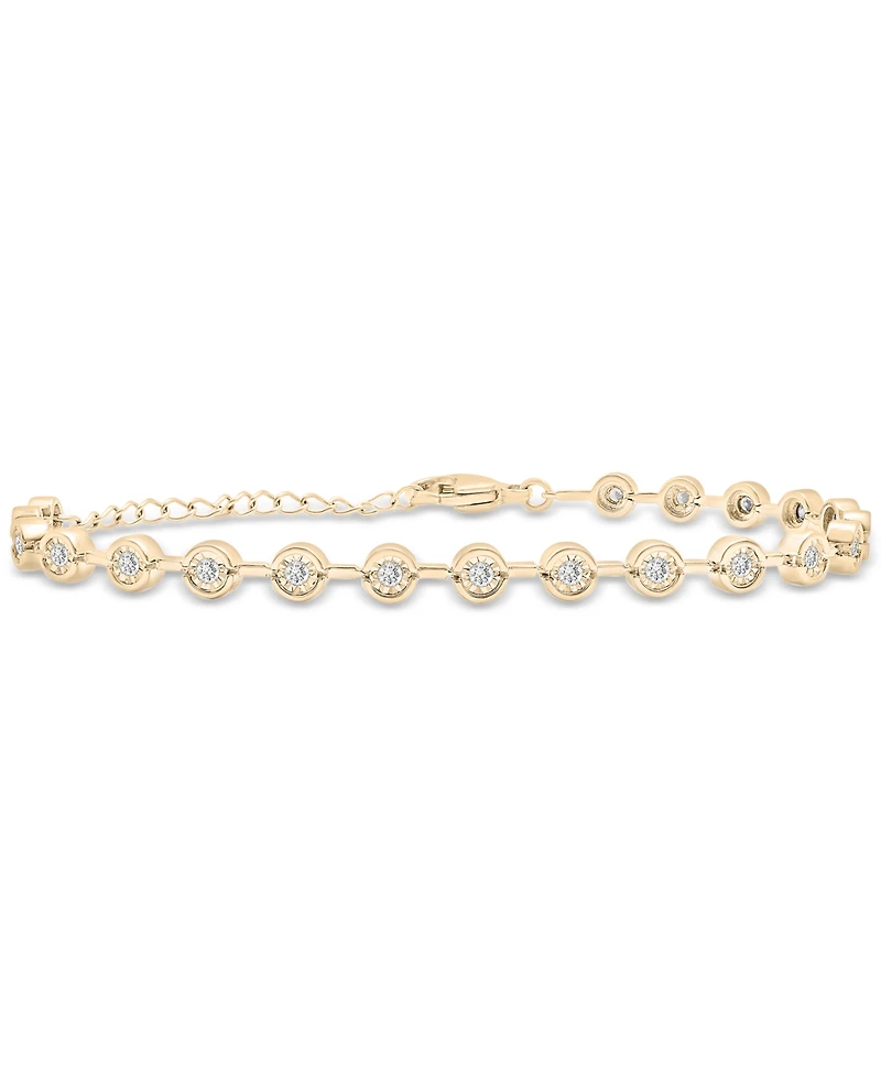 Diamond Bezel Tennis Bracelet (1/2 ct. t.w.) Sterling Silver or 14k Gold-Plated Silver, Created for Macy's