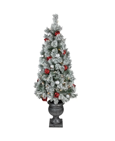 Northlight Pre-Lit Potted Snowy Bristle Pine Artificial Christmas Tree 5'