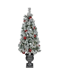 Northlight Pre-Lit Potted Snowy Bristle Pine Artificial Christmas Tree 5'