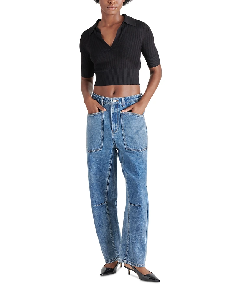 Steve Madden Women's Charlise Cropped Polo Sweater
