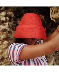 Brunna.co Naomi Jute Clochet Straw Hat In Red