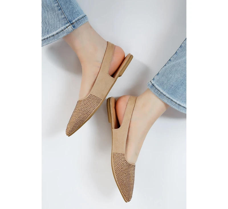 jarisa rhinestones embellished slingback mules