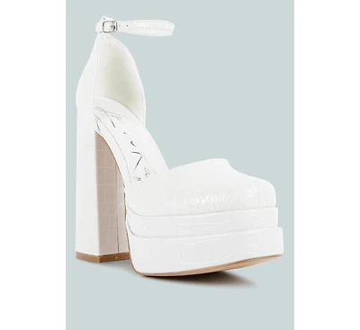 Tempt me croc textured high block heel sandals