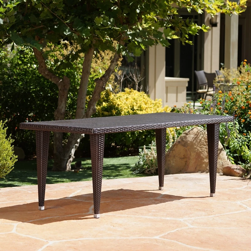 Streamdale Classic Iron & Wicker Outdoor Dining Table for 7
