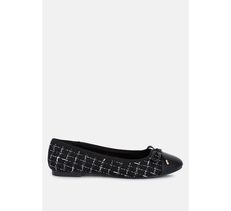 Junpey Plaid Tweed Ballet Flats