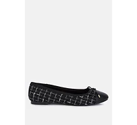 Junpey Plaid Tweed Ballet Flats