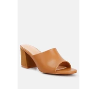 addie block heel slip on sandals