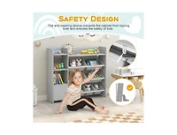 4-Tier Kids Toy Storage Organizer Bookshelf and Rack with Door