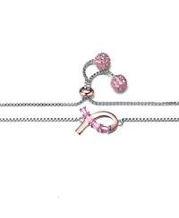 GiGiGirl Sterling Silver Two Tone with Pink Cubic Zirconia Loop Bracelet