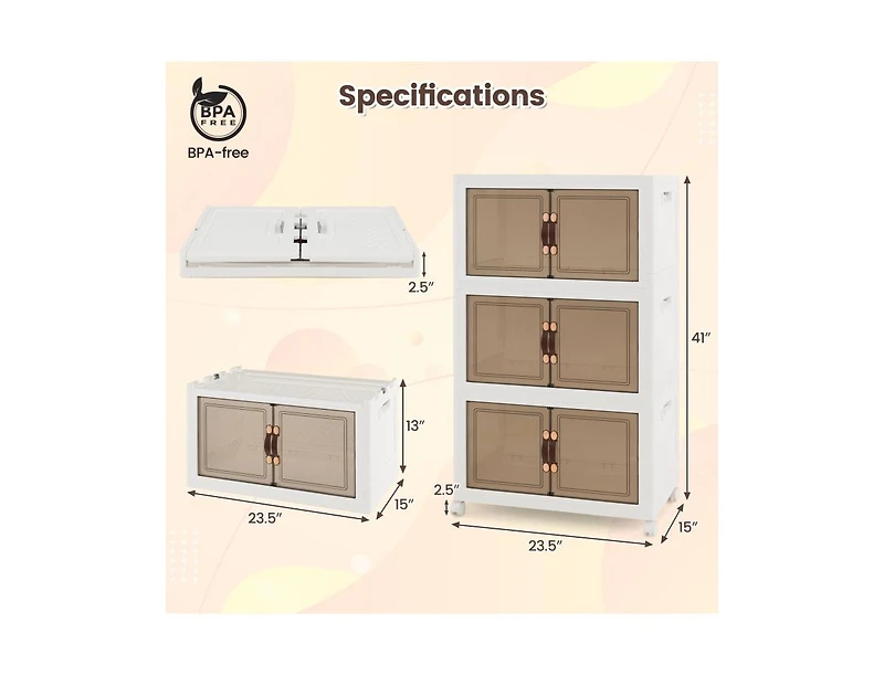 Slickblue Stackable Storage Bins with Lockable Wheels-3 Pack