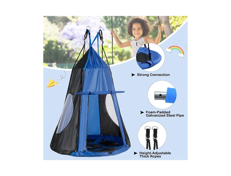 Slickblue Boys 2-in-1 40 Inch Hanging Chair Detachable Swing Tent