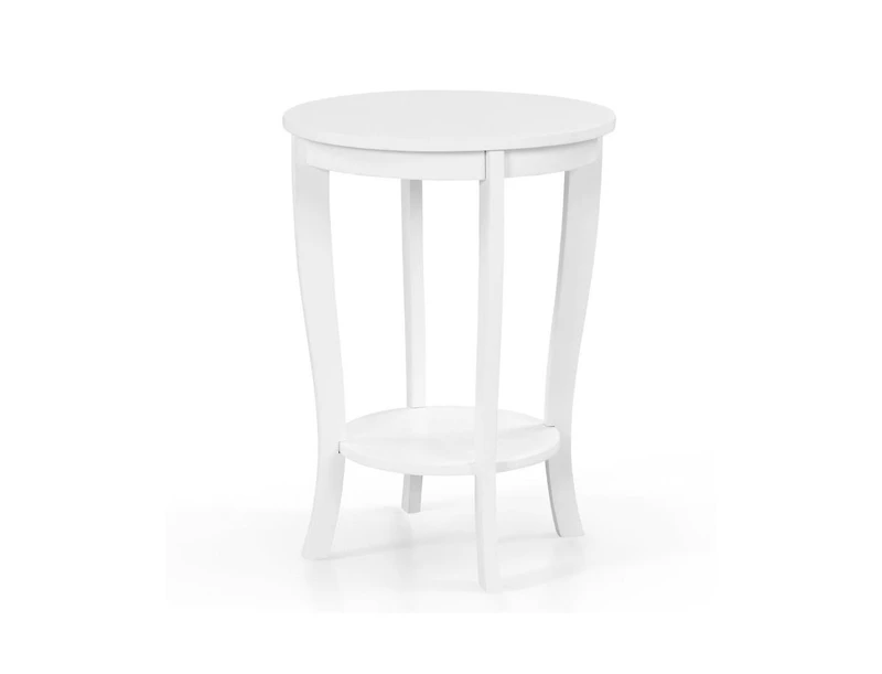 Slickblue 2-tier Round End Table with Solid Wood Legs