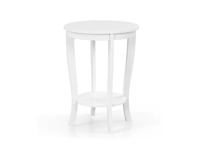 Slickblue 2-tier Round End Table with Solid Wood Legs