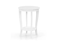 Slickblue 2-tier Round End Table with Solid Wood Legs