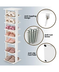 Slickblue 7-Tier Slim Wooden Vertical Shoe Rack for Entryway-White
