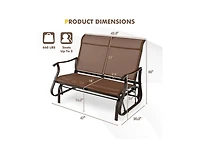 Slickblue 2-Person Patio Glider Bench with High Back and Curved Armrests-Brown