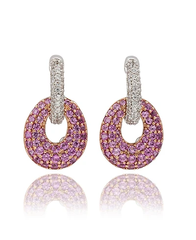 Suzy Levian New York Suzy Levian Sterling Silver Sapphire & Created White Sapphire Double Oval Dangle Earrings