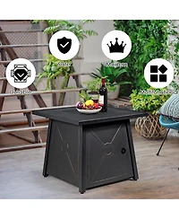 Costway 30'' Square Propane Gas Fire Pit Table 50,000 Btu W/ Waterproof Cover