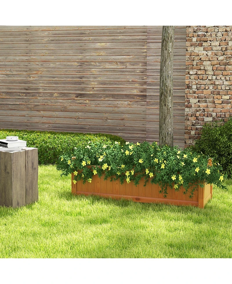 Wooden Rectangular Garden Bed with Drainage System