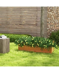 Wooden Rectangular Garden Bed with Drainage System