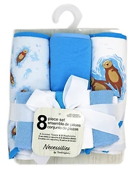 Tendertyme Baby Boys and Girls 8 Piece Hooded Bath Towel Wash Cloth Set
