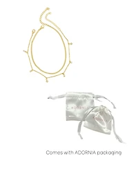 Adornia Gold Adjustable 9-11" Curb Chain and Confetti Dangle Anklet Set