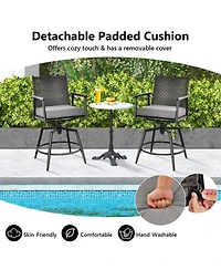 Sugift 360 Degree Swivel Bar Stool Set of 2 with Metal Frame and Pe Rattan Backrest