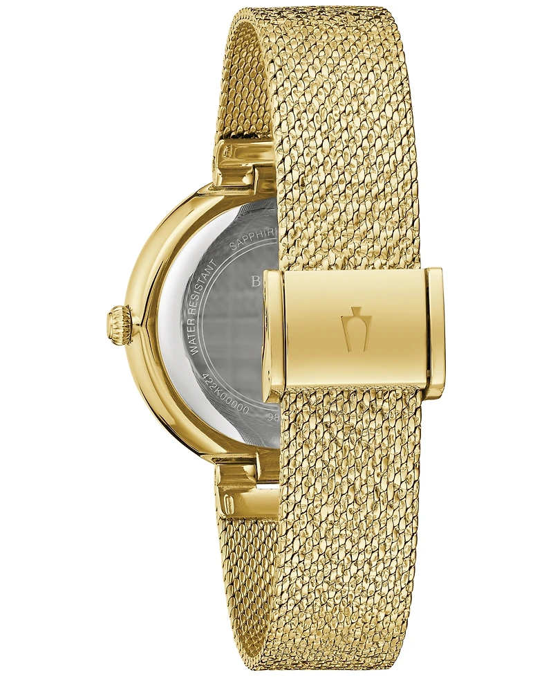 Bulova Women's Crystal Gold-Tone Stainless Steel Mesh Bracelet Watch 32mm
