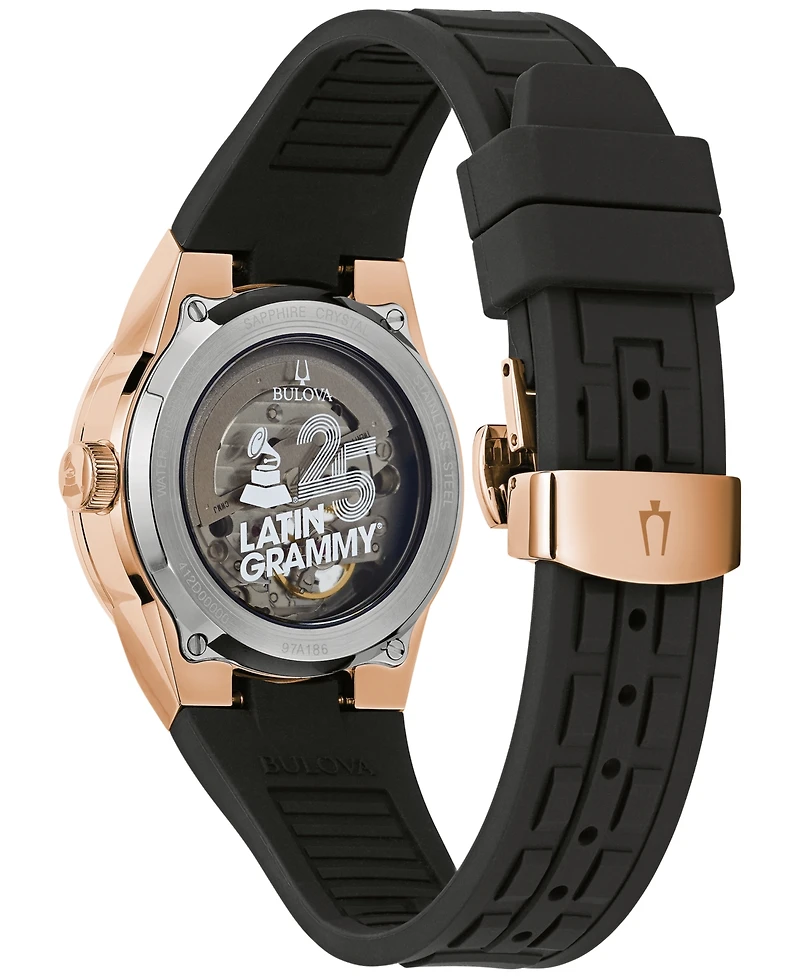 Bulova Unisex Automatic Latin Grammy Black Silicone Strap Watch 38mm