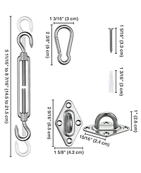 Triangle Sun Shade Sail Hardware Kit 304 Anti-Rust Stainless Steel Outdoor Yard