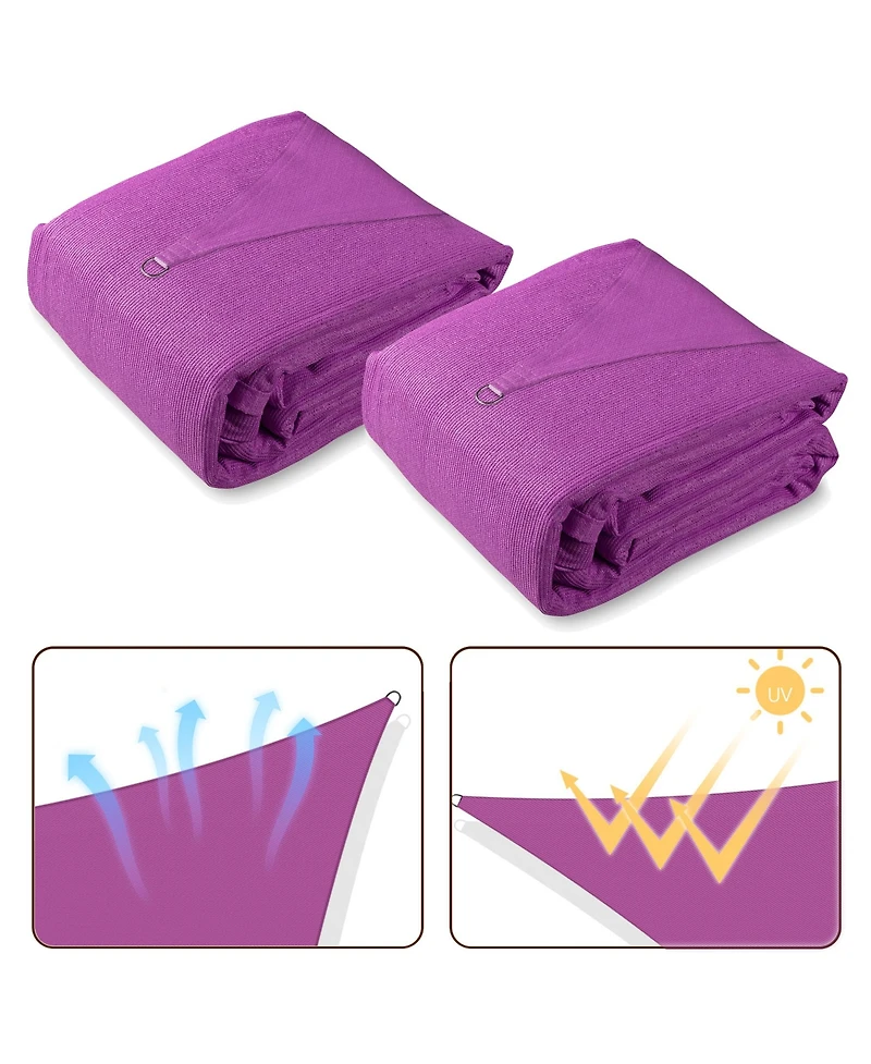 22 Ft 97% Uv Block Triangle Sun Shade Sail Hdpe Canopy Cover Net Lawn 2 Pack