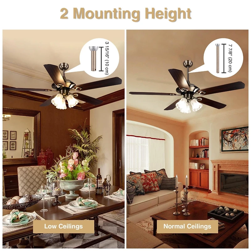 51" 5 Blades Ceiling Fan w/ Light Kit Antique Bronze Reversible Remote Control