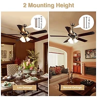 51" 5 Blades Ceiling Fan w/ Light Kit Antique Bronze Reversible Remote Control