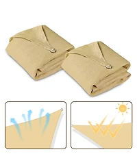 2 Pack 11 Ft 97% Uv Block Hdpe Triangle Sun Shade Sail Canopy Outdoor Cover Net