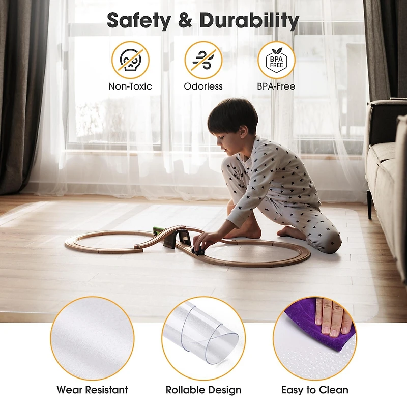 60x46" Rectangle Pvc Floor Mat Protector 1.5mm for Hard Wood Floors Home Office Chair Desk