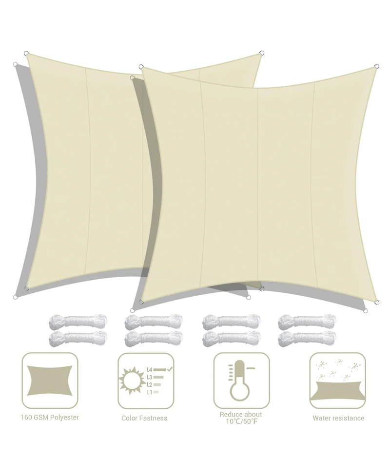 16x16 Ft 97% Uv Block Square Sun Shade Sail Top Canopy Outdoor Patio Pool 2 Pack