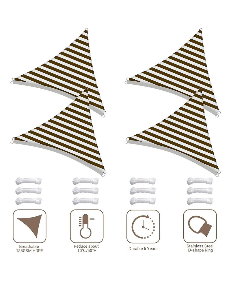 2 Pack 3 Ft 97% Uv Block Hdpe Triangle Sun Shade Sail Canopy Outdoor Poolside